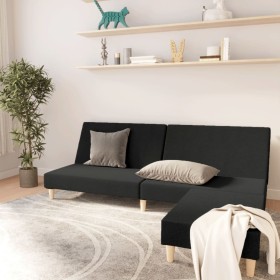 2-Sitzer-Schlafsofa mit Fußstütze aus schwarzem Stoff von vidaXL, Sofas - Ref: Foro24-3080467, Preis: 259,99 €, Rabatt: %