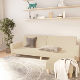 2-seater sofa bed with footrest in cream fabric by vidaXL, Sofas - Ref: Foro24-3080480, Price: 272,75 €, Discount: %