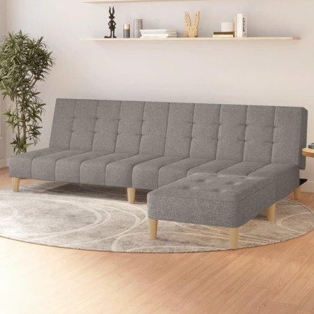 2-seater sofa bed with footrest in light gray fabric by vidaXL, Sofas - Ref: Foro24-3080534, Price: 260,99 €, Discount: %