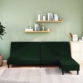 Sofá cama de 2 plazas con reposapies terciopelo verde oscuro de vidaXL, Sofás - Ref: Foro24-3080492, Precio: 253,99 €, Descue...