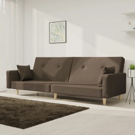 2-seater sofa bed with two pillows in taupe gray fabric by vidaXL, Sofas - Ref: Foro24-337330, Price: 183,99 €, Discount: %