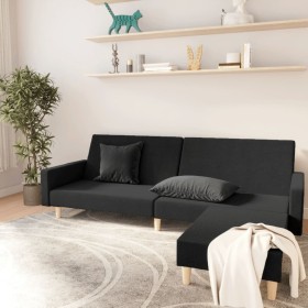 Sofá cama de 2 plazas con reposapies tela negro de vidaXL, Sofás - Ref: Foro24-3080479, Precio: 283,99 €, Descuento: %