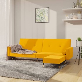 Sofá cama de 2 plazas con reposapiés terciopelo amarillo de vidaXL, Sofás - Ref: Foro24-3080531, Precio: 288,99 €, Descuento: %