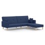 Sofá cama de 2 plazas con reposapies tela azul de vidaXL, Sofás - Ref: Foro24-3080517, Precio: 286,99 €, Descuento: %