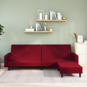 2-seater sofa bed with footrest in red velvet by vidaXL, Sofas - Ref: Foro24-3080506, Price: 270,99 €, Discount: %