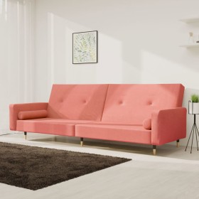 Sofá cama de 2 plazas con dos almohadas terciopelo rosa de vidaXL, Sofás - Ref: Foro24-337337, Precio: 181,34 €, Descuento: %