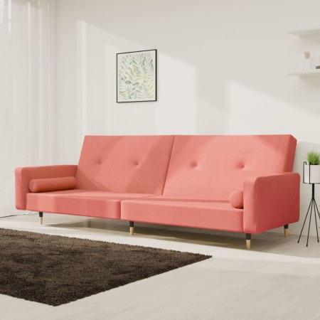 2-seater sofa bed with two pink velvet pillows by vidaXL, Sofas - Ref: Foro24-337337, Price: 181,34 €, Discount: %