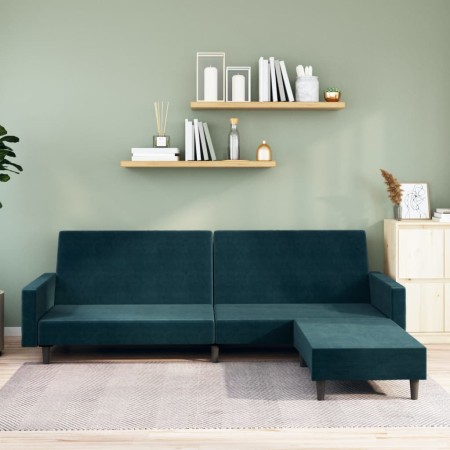 2-Sitzer-Schlafsofa mit Fußstütze aus blauem Samt von vidaXL, Sofas - Ref: Foro24-3080500, Preis: 304,86 €, Rabatt: %