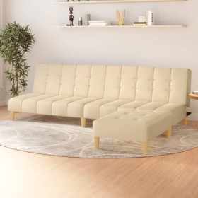 2-Sitzer-Schlafsofa mit Fußstütze aus cremefarbenem Stoff von vidaXL, Sofas - Ref: Foro24-3080537, Preis: 268,99 €, Rabatt: %