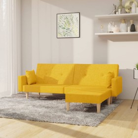 Sofá cama de 2 plazas con reposapies tela amarillo de vidaXL, Sofás - Ref: Foro24-3080519, Precio: 265,99 €, Descuento: %