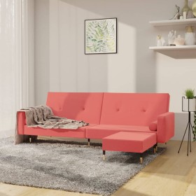 Sofá cama de 2 plazas con reposapiés terciopelo rosa de vidaXL, Sofás - Ref: Foro24-3080528, Precio: 243,99 €, Descuento: %