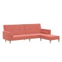 Sofá cama de 2 plazas con reposapiés terciopelo rosa de vidaXL, Sofás - Ref: Foro24-3080528, Precio: 243,04 €, Descuento: %