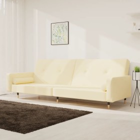 Sofá cama de 2 plazas con dos cojines terciopelo crema de vidaXL, Sofás - Ref: Foro24-337342, Precio: 212,25 €, Descuento: %