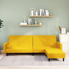 2-seater sofa bed with yellow velvet footrest by vidaXL, Sofas - Ref: Foro24-3080508, Price: 271,66 €, Discount: %