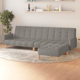 Sofá cama de 2 plazas con reposapiés tela gris claro de vidaXL, Sofás - Ref: Foro24-3080546, Precio: 303,99 €, Descuento: %