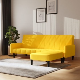 2-Sitzer-Schlafsofa mit Fußstütze aus gelbem Samt von vidaXL, Sofas - Ref: Foro24-3080577, Preis: 282,99 €, Rabatt: %