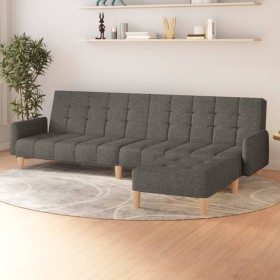 Sofá cama de 2 plazas con reposapiés tela gris oscuro de vidaXL, Sofás - Ref: Foro24-3080547, Precio: 288,99 €, Descuento: %