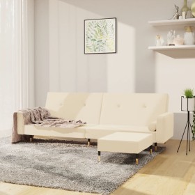 2-Sitzer-Schlafsofa mit Fußstütze aus cremefarbenem Samt von vidaXL, Sofas - Ref: Foro24-3080533, Preis: 294,99 €, Rabatt: %