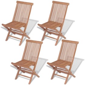 Folding garden chairs 4 units solid teak wood by vidaXL, Garden chairs - Ref: Foro24-43040, Price: 236,99 €, Discount: %