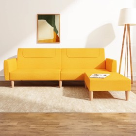 Sofá cama de 2 plazas con reposapiés tela color amarillo de vidaXL, Sofás - Ref: Foro24-3080595, Precio: 259,52 €, Descuento: %