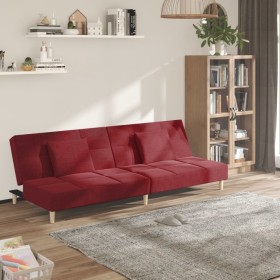 Sofá cama de 2 plazas con dos almohadas tela rojo vino tinto de vidaXL, Sofás - Ref: Foro24-337424, Precio: 188,99 €, Descuen...