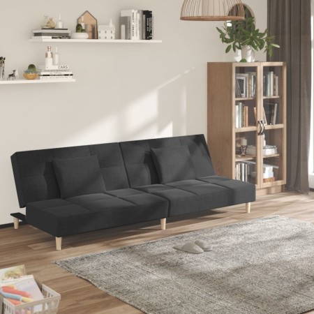 Sofá cama de 2 plazas con dos almohadas tela gris oscuro de vidaXL, Sofás - Ref: Foro24-337416, Precio: 200,99 €, Descuento: %