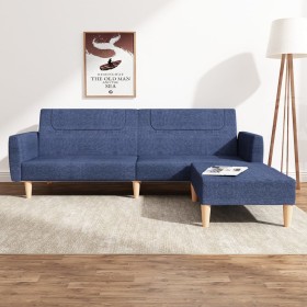 2-Sitzer-Schlafsofa mit Fußstütze aus blauem Stoff von vidaXL, Sofas - Ref: Foro24-3080593, Preis: 297,99 €, Rabatt: %