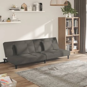 Sofá cama de 2 plazas con dos almohadas terciopelo gris oscuro de vidaXL, Sofás - Ref: Foro24-337441, Precio: 201,97 €, Descu...