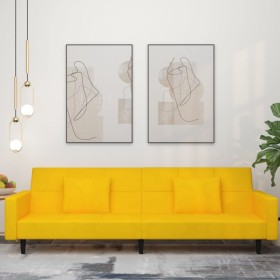 2-seater sofa bed with two yellow velvet cushions by vidaXL, Sofas - Ref: Foro24-337458, Price: 206,99 €, Discount: %