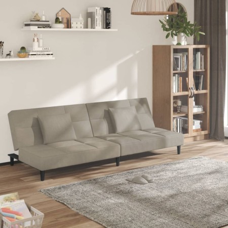 Sofá cama de 2 plazas con dos almohadas terciopelo gris claro de vidaXL, Sofás - Ref: Foro24-337440, Precio: 198,99 €, Descue...