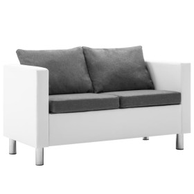 2-Sitzer-Sofa aus weißem und hellgrauem Kunstleder von vidaXL, Sofas - Ref: Foro24-247171, Preis: 256,99 €, Rabatt: %