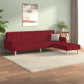 Sofá cama de 2 plazas con reposapiés tela rojo tinto de vidaXL, Sofás - Ref: Foro24-3080716, Precio: 251,99 €, Descuento: %