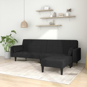 Sofá cama de 2 plazas 2 cojines y reposapiés terciopelo negro de vidaXL, Sofás - Ref: Foro24-3080703, Precio: 355,99 €, Descu...