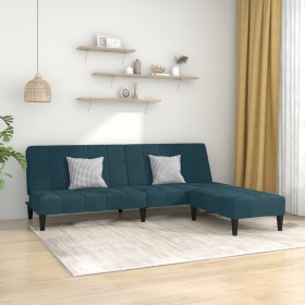 2-Sitzer-Schlafsofa mit Fußstütze aus blauem Samt von vidaXL, Sofas - Ref: Foro24-3080685, Preis: 266,02 €, Rabatt: %