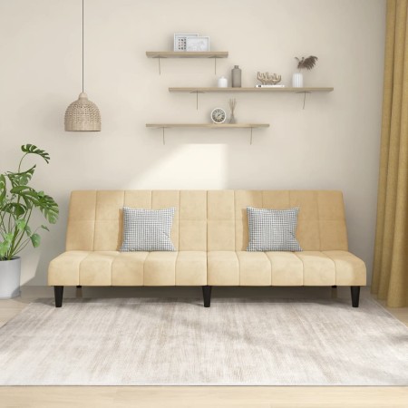 Cream velvet 2-seater sofa bed by vidaXL, Sofas - Ref: Foro24-337511, Price: 168,99 €, Discount: %