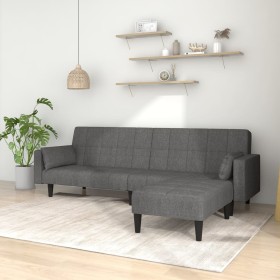 Sofá cama 2 plazas con 2 cojines y reposapiés tela gris claro de vidaXL, Sofás - Ref: Foro24-3080673, Precio: 335,99 €, Descu...