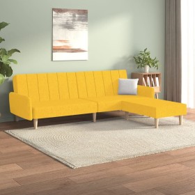 Sofá cama de 2 plazas con reposapiés tela amarillo de vidaXL, Sofás - Ref: Foro24-3080715, Precio: 247,99 €, Descuento: %