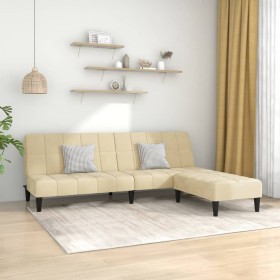 2-Sitzer-Schlafsofa mit Fußstütze aus cremefarbenem Samt von vidaXL, Sofas - Ref: Foro24-3080695, Preis: 249,99 €, Rabatt: %