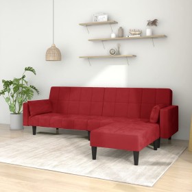 2-seater sofa bed with 2 cushions and wine-colored velvet footrest by vidaXL, Sofas - Ref: Foro24-3080702, Price: 284,99 €, D...