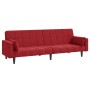 2-Sitzer-Schlafsofa mit 2 Kissen und weinfarbener Samtfußstütze von vidaXL, Sofas - Ref: Foro24-3080702, Preis: 284,41 €, Rab...