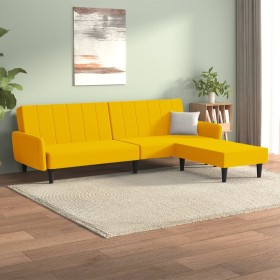 Sofá cama de 2 plazas con reposapiés terciopelo amarillo de vidaXL, Sofás - Ref: Foro24-3080727, Precio: 245,99 €, Descuento: %