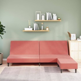 2-Sitzer-Schlafsofa mit Fußstütze aus rosa Samt von vidaXL, Sofas - Ref: Foro24-3080494, Preis: 232,99 €, Rabatt: %