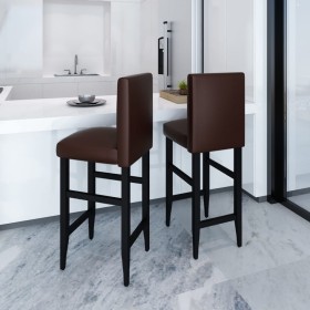 Kitchen stools 2 units dark brown synthetic leather by vidaXL, Kitchen stools - Ref: Foro24-240072, Price: 186,79 €, Discount: %