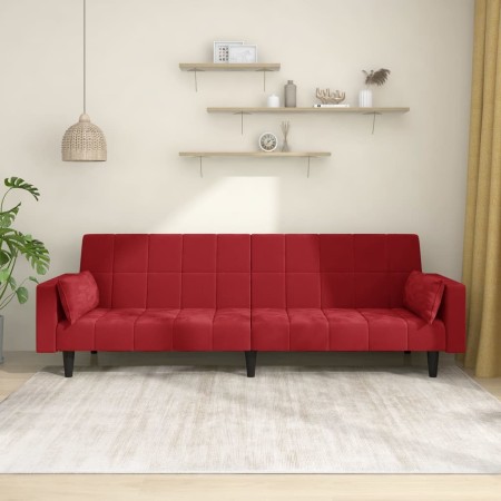 2-Sitzer-Schlafsofa mit zwei roten Samtkissen von vidaXL, Sofas - Ref: Foro24-337518, Preis: 215,40 €, Rabatt: %