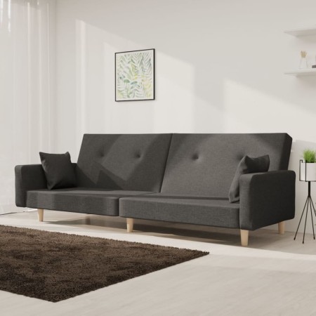 Sofá cama de 2 plazas con dos almohadas tela gris oscuro de vidaXL, Sofás - Ref: Foro24-337321, Precio: 226,33 €, Descuento: %