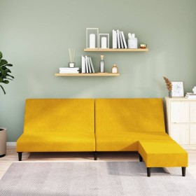 2-seater sofa bed with yellow velvet footrest by vidaXL, Sofas - Ref: Foro24-3080497, Price: 258,77 €, Discount: %