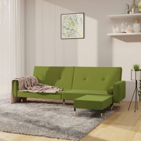 2-Sitzer-Schlafsofa mit Fußstütze aus hellgrünem Samt von vidaXL, Sofas - Ref: Foro24-3080527, Preis: 266,99 €, Rabatt: %