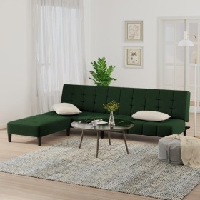 Sofá cama de 2 plazas con reposapiés terciopelo verde oscuro de vidaXL, Sofás - Ref: Foro24-3080561, Precio: 295,99 €, Descue...