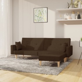 2-seater sofa bed with footrest in brown fabric by vidaXL, Sofas - Ref: Foro24-3080515, Price: 251,99 €, Discount: %