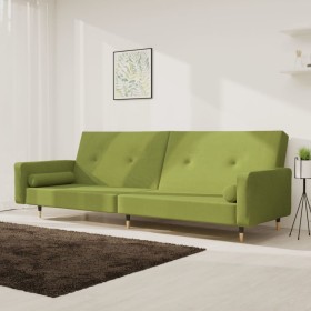 Sofá cama de 2 plazas con dos almohadas terciopelo verde claro de vidaXL, Sofás - Ref: Foro24-337336, Precio: 183,99 €, Descu...